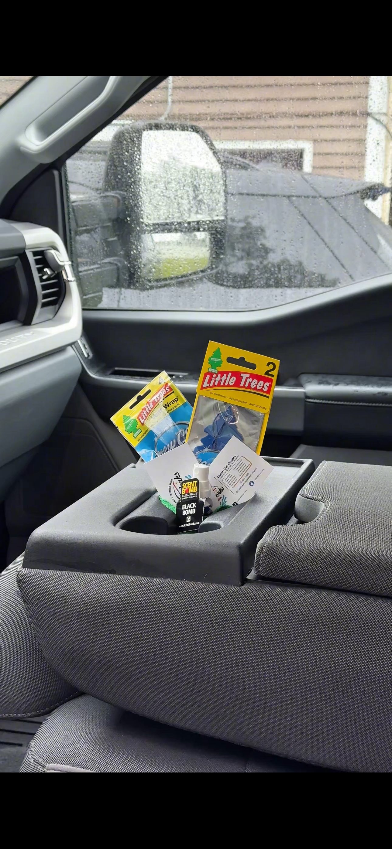 Detailed truck interior with air fresheners - Worcester mobile detailing
